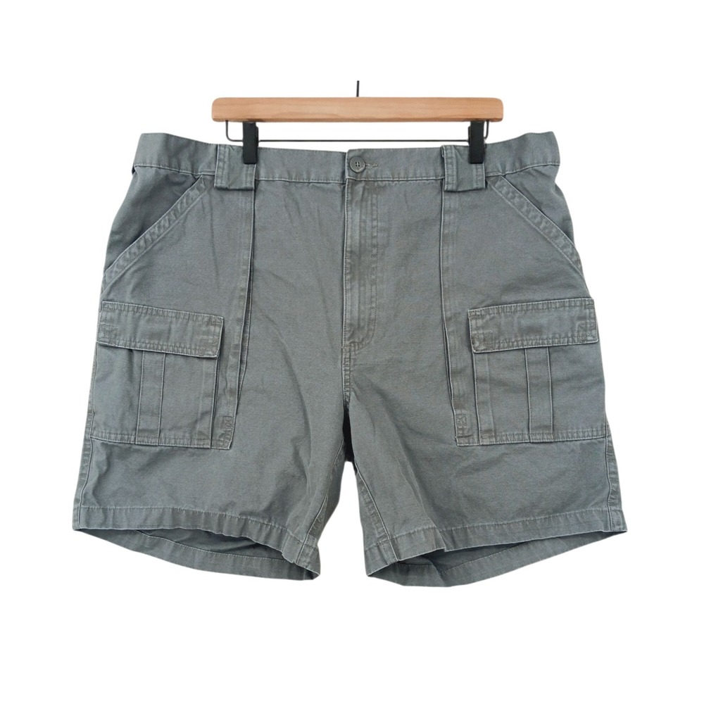 Weekender Cargo Shorts Mens 41 (Tag 42) x 7" Grey Canvas Elastic Waist Gorpcore